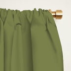 Fish Stripe 8 Mid Century Modern Minimalist Olive Green, Celadon, and Orange Window Curtain Gallery Image 2