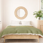 Fish Stripe 8 Mid Century Modern Minimalist Olive Green, Celadon, and Orange Duvet Cover Gallery Image 3