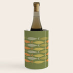 Fish Stripe 8 Mid Century Modern Minimalist Olive Green, Celadon, and Orange Wine Chiller Gallery Image 1