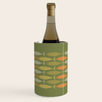 Fish Stripe 8 Mid Century Modern Minimalist Olive Green, Celadon, and Orange Wine Chiller Gallery Image 2