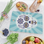 DÃ­a de Muertos â¢ Mexican Sugar Skull - Baby Blue Palette Cutting Board Gallery Image 2
