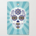 DÃ­a de Muertos â¢ Mexican Sugar Skull - Baby Blue Palette Cutting Board Gallery Image 1