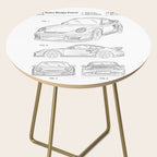 Supercar Sports Car Patent - Car Lover Classic Car Art - White Side Table Gallery Image 2