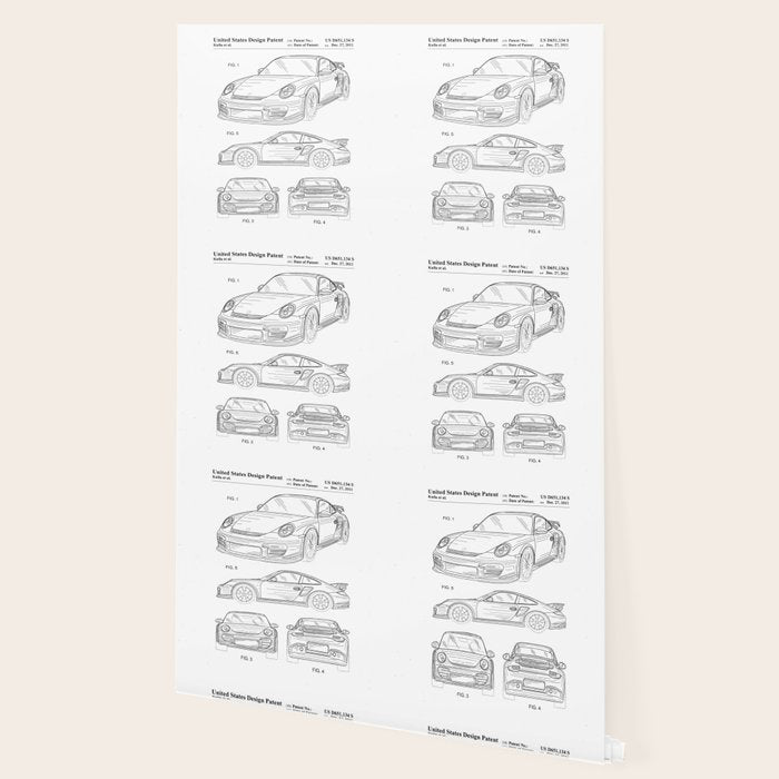 Supercar Sports Car Patent - Car Lover Classic Car Art - White Wallpaper Gallery Image 2