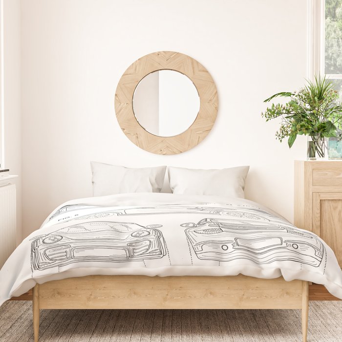 Supercar Sports Car Patent - Car Lover Classic Car Art - White Duvet Cover Gallery Image 3
