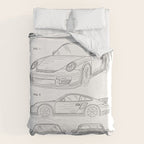 Supercar Sports Car Patent - Car Lover Classic Car Art - White Duvet Cover Gallery Image 6