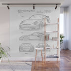 Supercar Sports Car Patent - Car Lover Classic Car Art - White Wall Mural Gallery Image 1