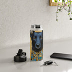 Handsome Black Klimt Dog with Scarf Water Bottle Gallery Image 4