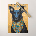 Handsome Black Klimt Dog with Scarf Wrapping Paper Gallery Image 1