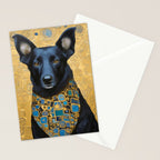 Handsome Black Klimt Dog with Scarf Stationery Card Gallery Image 2