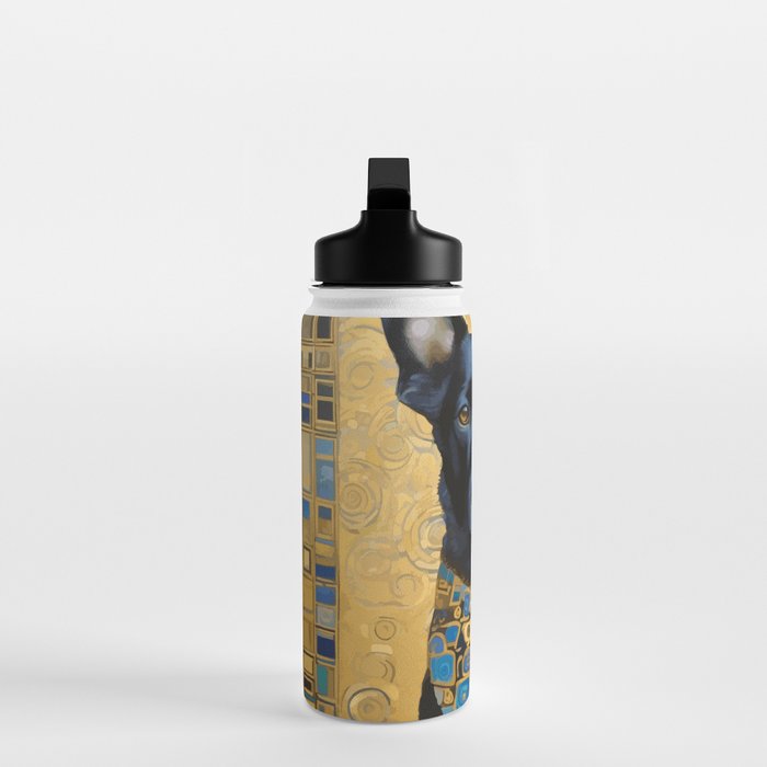 Handsome Black Klimt Dog with Scarf Water Bottle Gallery Image 3