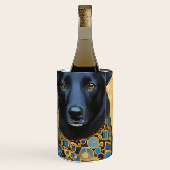 Handsome Black Klimt Dog with Scarf Wine Chiller Gallery Image 1
