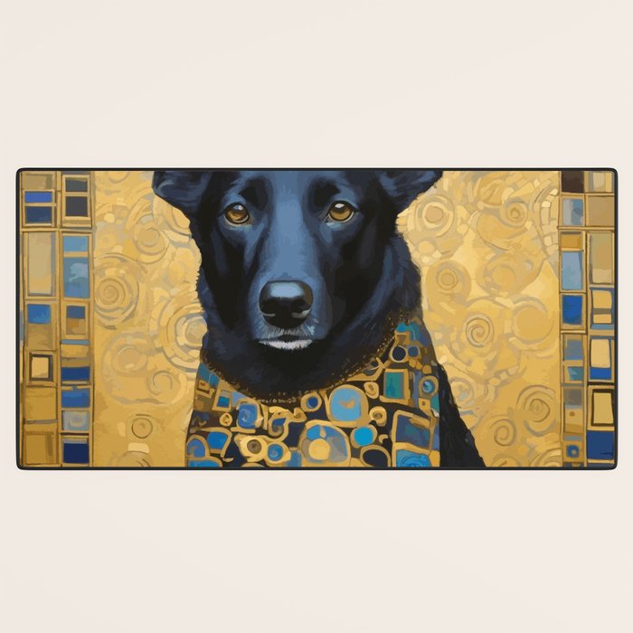 Handsome Black Klimt Dog with Scarf Desk Mat Gallery Image 3