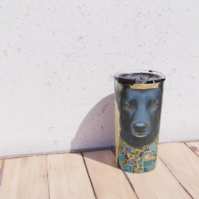 Handsome Black Klimt Dog with Scarf Travel Mug Gallery Image 4
