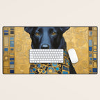 Handsome Black Klimt Dog with Scarf Desk Mat Gallery Image 1