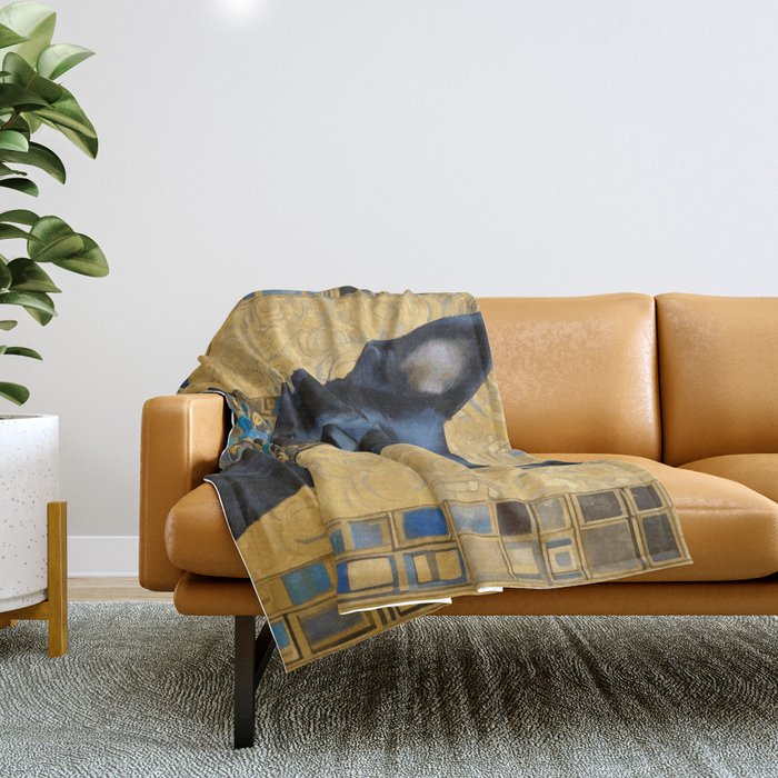 Handsome Black Klimt Dog with Scarf Throw Blanket Gallery Image 1