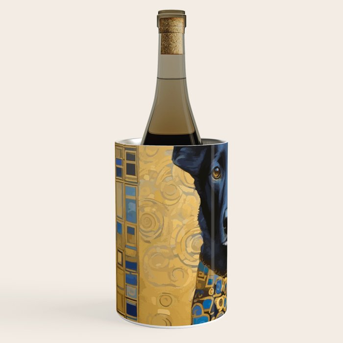 Handsome Black Klimt Dog with Scarf Wine Chiller Gallery Image 2