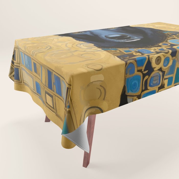 Handsome Black Klimt Dog with Scarf Tablecloth Gallery Image 1