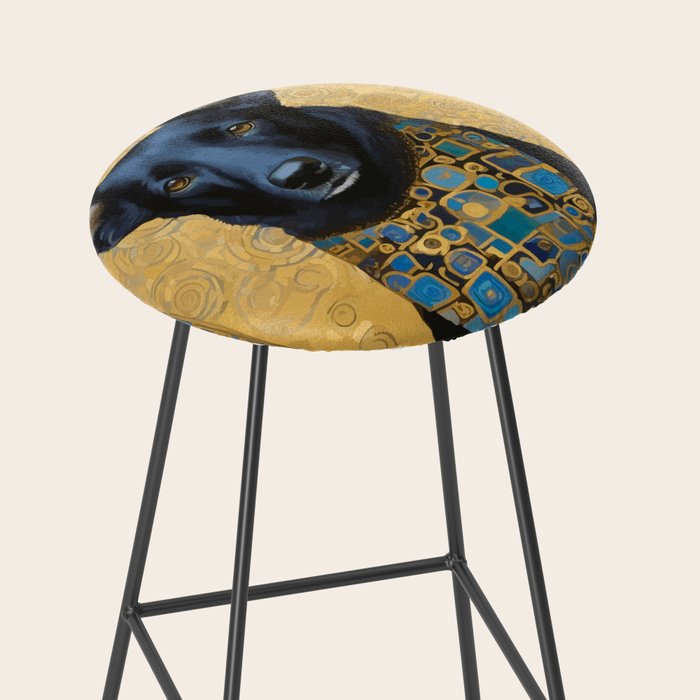 Handsome Black Klimt Dog with Scarf Stool Gallery Image 2