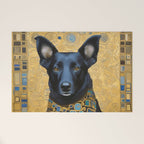 Handsome Black Klimt Dog with Scarf Welcome Mat Gallery Image 1