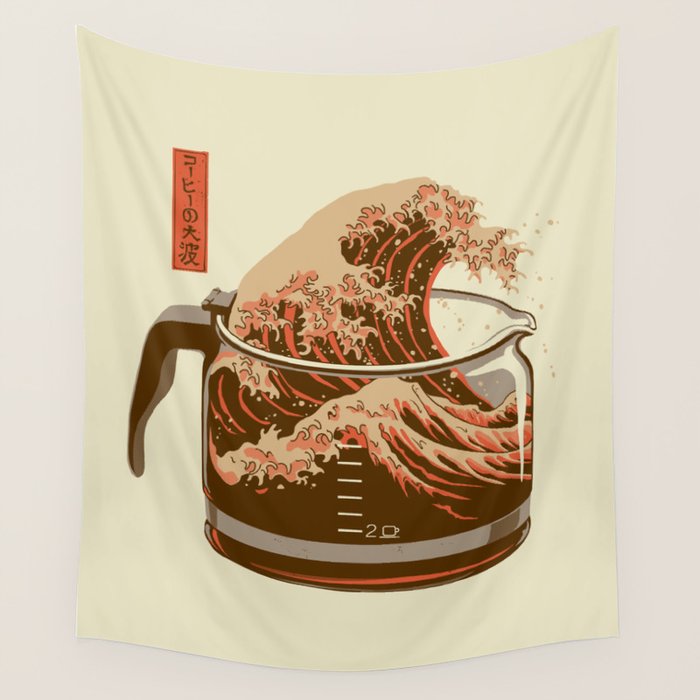 The Great Wave of Coffee light blend Wall Tapestry Gallery Image 4