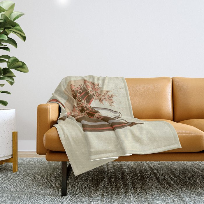 The Great Wave of Coffee light blend Throw Blanket Gallery Image 1
