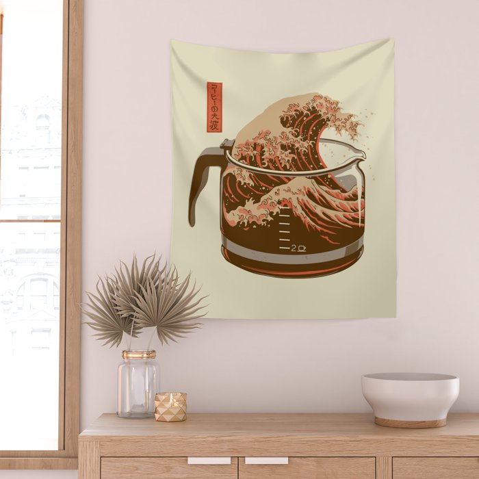 The Great Wave of Coffee light blend Wall Tapestry Gallery Image 2