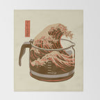 The Great Wave of Coffee light blend Throw Blanket Gallery Image 2