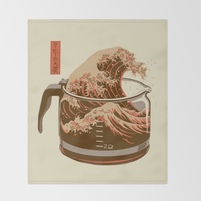 The Great Wave of Coffee light blend Throw Blanket Gallery Image 2