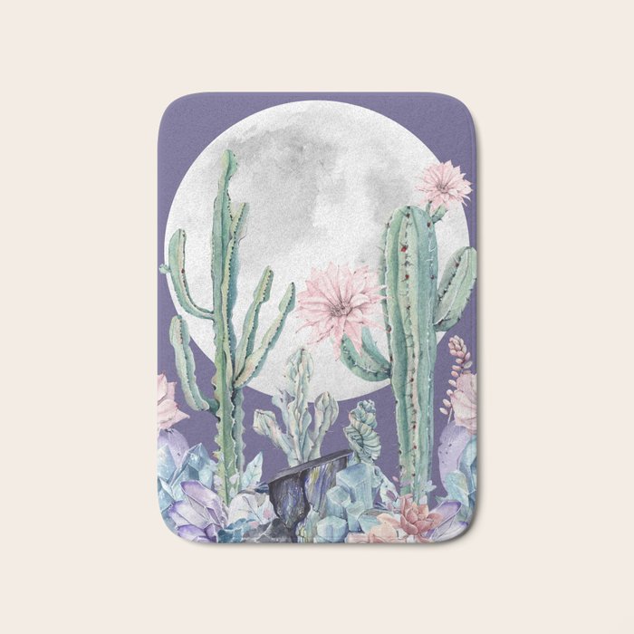Desert Cactus Full Moon Succulent Garden on Purple Bath Mat Gallery Image 1