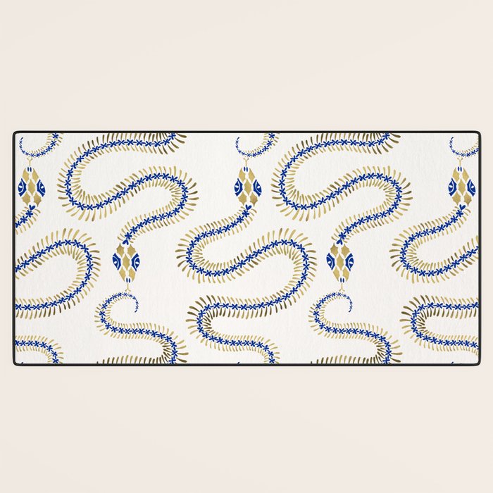 Snake Skeleton - Navy & Gold Palette Desk Mat Gallery Image 3