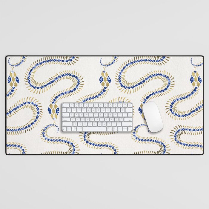 Snake Skeleton - Navy & Gold Palette Desk Mat Gallery Image 1