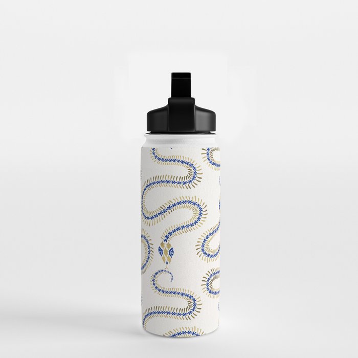 Snake Skeleton - Navy & Gold Palette Water Bottle Gallery Image 2