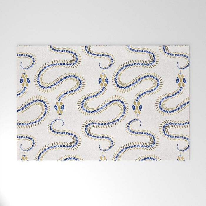 Snake Skeleton - Navy & Gold Palette Welcome Mat Gallery Image 1