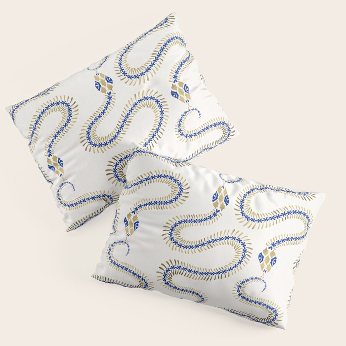 Snake Skeleton - Navy & Gold Palette Pillow Sham Gallery Image 1