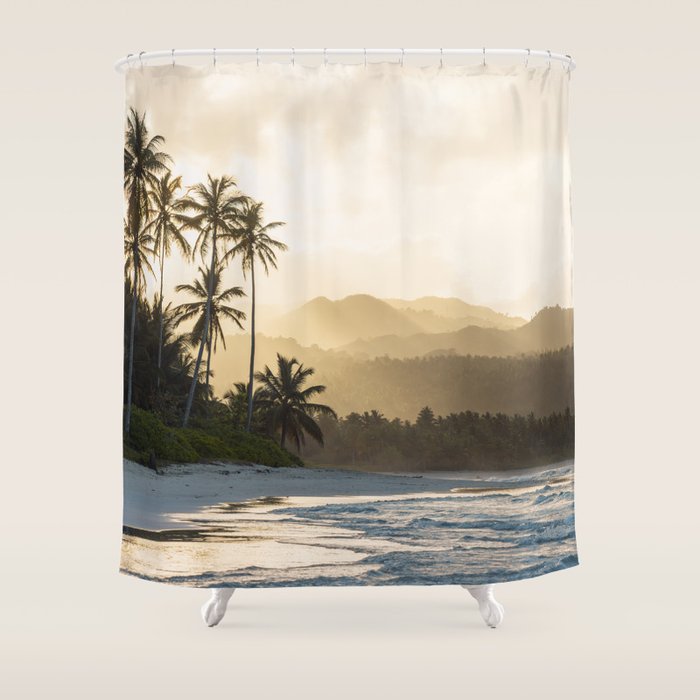 Another Day In Paradise - Tropical Beach Sunset Shower Curtain Gallery Image 1