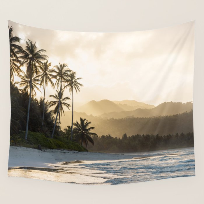 Another Day In Paradise - Tropical Beach Sunset Wall Tapestry Gallery Image 4