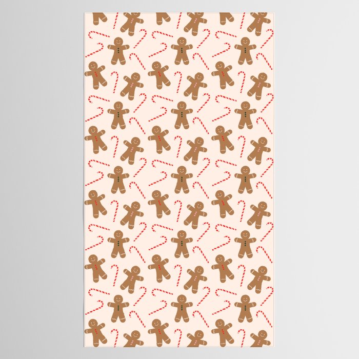 Gingerbread Man + Candy Cane Christmas Pattern Tablecloth Gallery Image 2