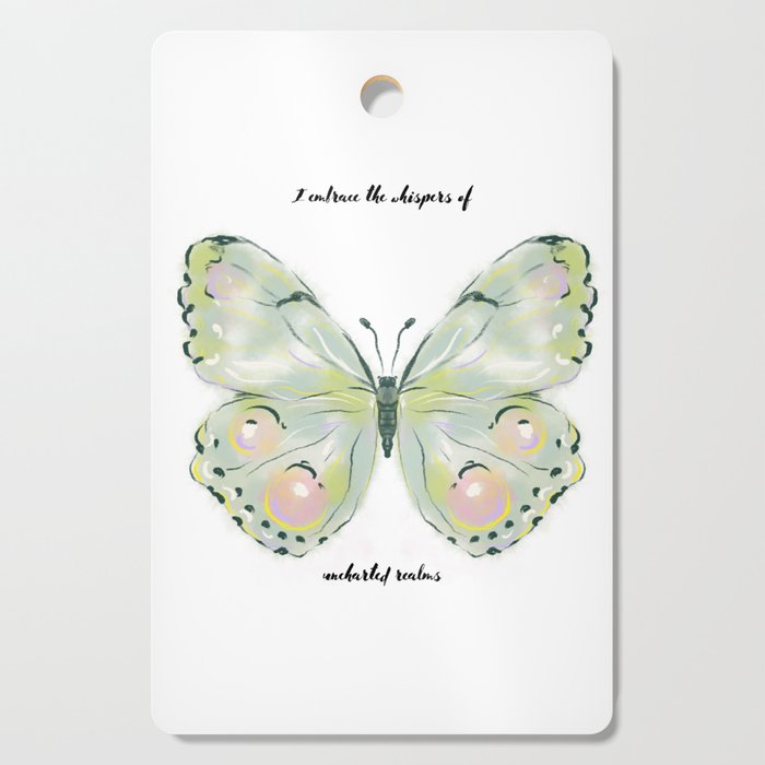 Exquisite Light Green Watercolour Butterfly Cutting Board Gallery Image 1