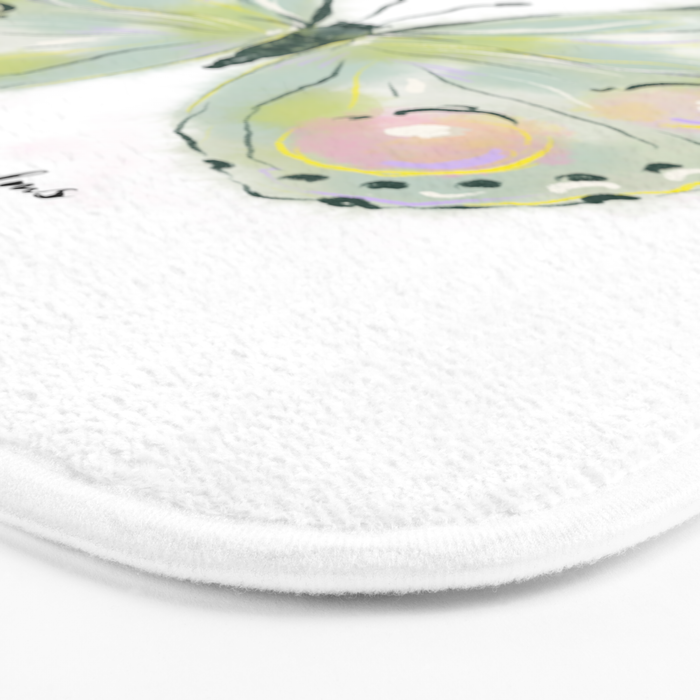 Exquisite Light Green Watercolour Butterfly Bath Mat Gallery Image 3