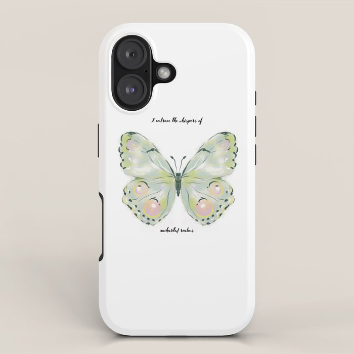 Exquisite Light Green Watercolour Butterfly iPhone Case Gallery Image 1