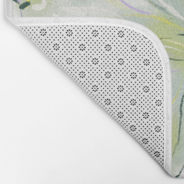 Exquisite Light Green Watercolour Butterfly Bath Mat Gallery Image 2