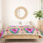 Hot Pink Sacred Hearts Duvet Cover Gallery Image 3