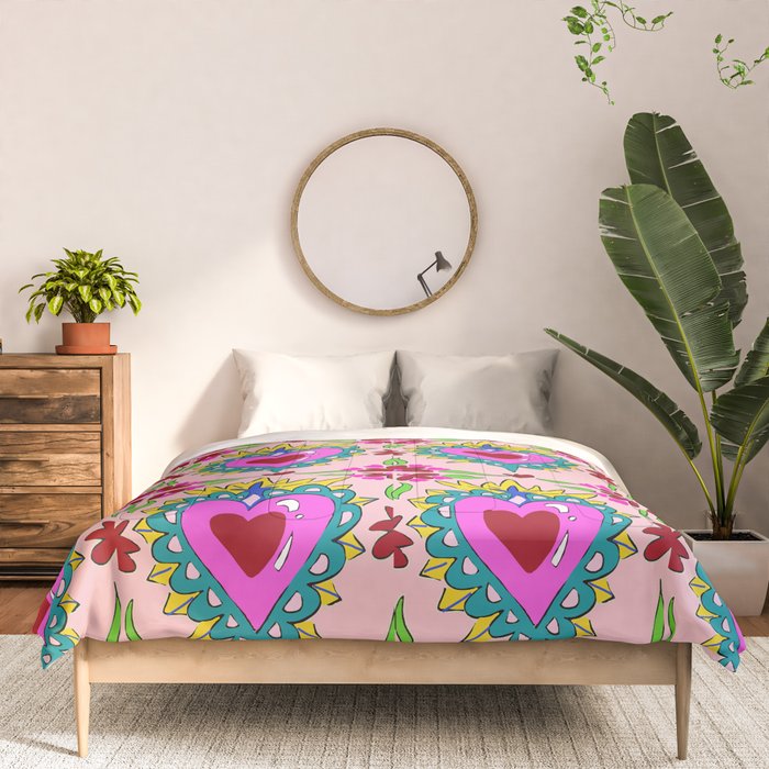 Hot Pink Sacred Hearts Comforter Gallery Image 3