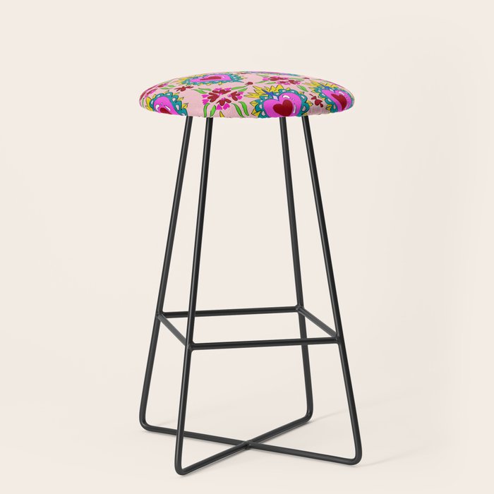 Hot Pink Sacred Hearts Stool Gallery Image 1