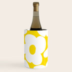 Large White Retro Flowers Sunny Yellow Background #decor #society6 #buyart Wine Chiller Gallery Image 1