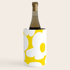 Large White Retro Flowers Sunny Yellow Background #decor #society6 #buyart Wine Chiller Gallery Image 3