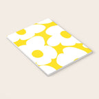 Large White Retro Flowers Sunny Yellow Background #decor #society6 #buyart Notebook Gallery Image 3