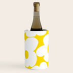 Large White Retro Flowers Sunny Yellow Background #decor #society6 #buyart Wine Chiller Gallery Image 2