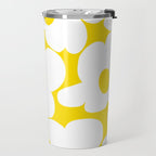 Large White Retro Flowers Sunny Yellow Background #decor #society6 #buyart Travel Mug Gallery Image 2